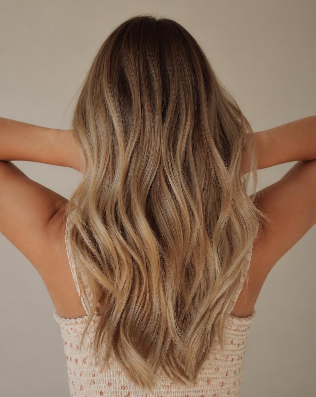 Naturalny blond balayage — fale i refleksy